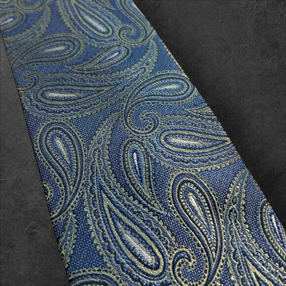 Pronto Uomo Men's Blue Paisley 100% Silk Professional Tie - Picture 1 of 3